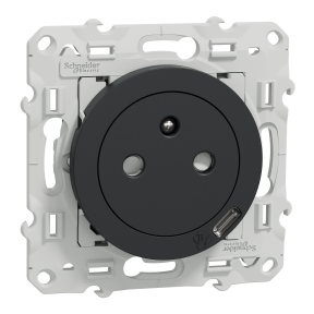 Odace - Prise affleurante + usb C10.5W - anthracite