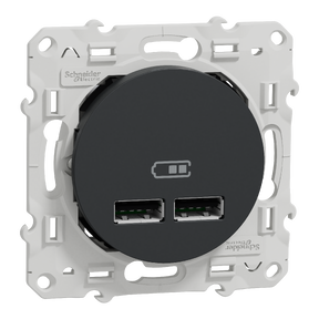 Odace - double chargeur usb 2.1 A - Anthracite