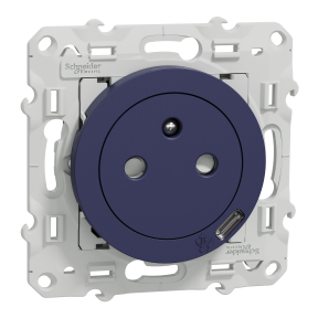 Odace - Prise affleurante + usb C10.5W - cobalt