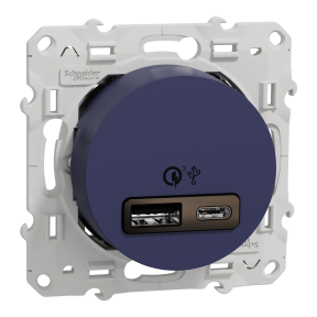 Odace - prise USB double - charge rapide - type A+C - Cobalt - 18W - 3,4A