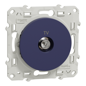 Odace - Prise TV simple, Fixation par vis, Cobalt