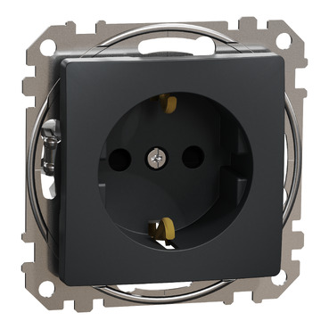SDD114021 - Sedna Design, Priza 2P+E cu cu obturatoare, antracit