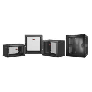 NetShelter Wall-mount Enclosures APC Brand 엣지 컴퓨팅에 필요한 서버, 네트워크 스위치, 패치 패널을 포함한 서버 랙 및 네트워크 랙 애플리케이션에 이상적인 글로벌 가용 벽 랙.