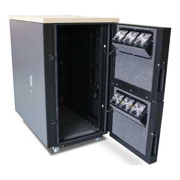 APC NetShelter CX, 24U, Soundproof Server Rack Enclosure, 100V to 120V,  Grey and Oak, 1275H x 750W x 1130D mm - AR4024A