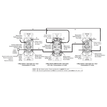 SQR14141XX - Switch module, X Series, 15A, single pole, 4 way