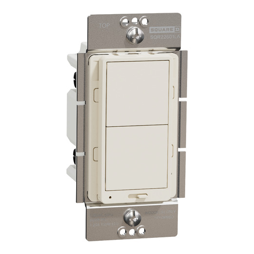 X Series 15A 600W Single Pole/3 Way Rocker Dimmer Back Wire Clamps Matte Light Almond