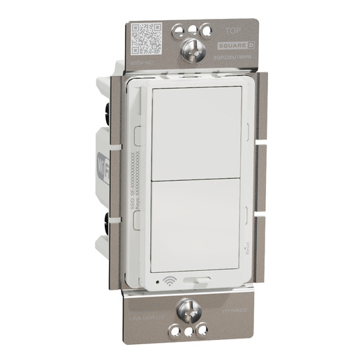 X Series 15A 600W Single Pole/3 Way WiFi Energy Monitoring Rocker Dimmer Back Wire Clamps Matte White
