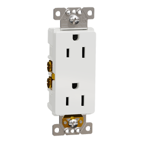 X Series 15A 125V Tamper Resistant Duplex Decorator Outlet Side Wire Clamps Matte White