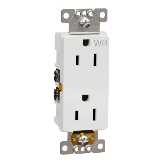 X Series 15A 125V Outdoor Tamper Resistant Duplex Decorator Receptacle Side Wire Clamps Matte White