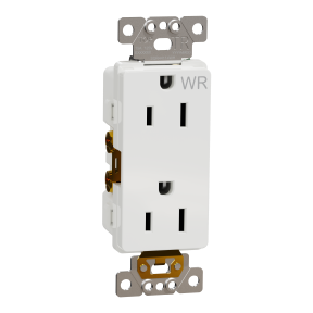 Socket-outlet, X Series, 15A, decorator, tamper resistant, weatherproof, commercial, white, matte finish