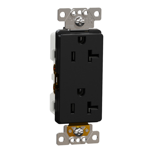 Socket-outlet, X Series, 20A, decorator, tamper resistant, commercial, black, matte finish