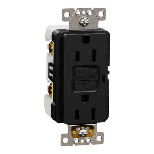 X Series 15A 125V Tamper Resistant  GFCI Duplex Decorator Receptacle Back Wire Clamps Matte Black