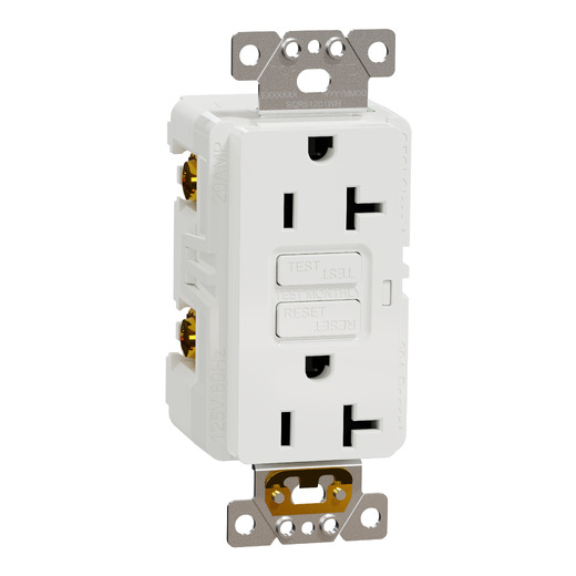 Socket-outlet, X Series, 20A, decorator, GFCI, tamper resistant, commercial, white, matte finish