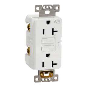 Socket-outlet, X Series, 20A, decorator, GFCI, tamper resistant, weatherproof, commercial, white, matte finish