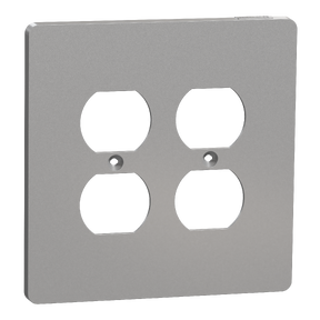 Cover frame, X Series, for 2 duplex socket-outlet, 2 gangs, screw fixed, mid sized, gray, matte finish