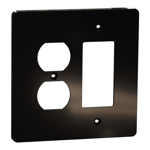 Cover frame, X Series, for duplex/decorator socket-outlet, 2 gangs, screw fixed, mid sized, black, matte finish