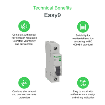 EZ9F33332 - Mini disjuntor Easy9 3P, 32A, Curva C, 3kA em 400VCA
