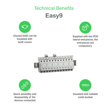 EZ9X33257 - Barramento pente Easy9 2P, 80A, 57 módulos | Schneider
