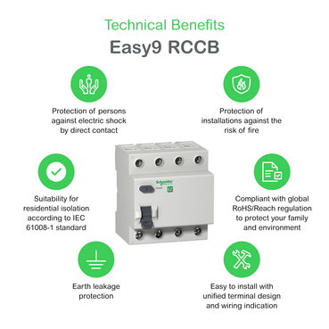 EZ9R33440 - Interruptor Diferencial IDR Easy9 4P, 40A, 30mA, 3kA