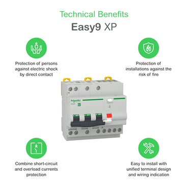 EZ9D32732 - Easy9 RCBO 3P+N 4500 AC 30mA C 32A | Schneider
