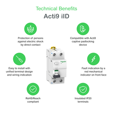 Acti9, iID interrupteur différentiel 4P 63A 300mA type AC A9R14463 Schneider sur