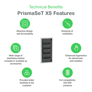 LVSXP413 - Modular enclosure, PrismaSeT XS, flush, 4 x 13 modules