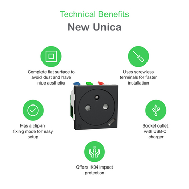 Prise USB Double Schneider Electric Unica Déco Aluminium - Mécanisme Neuf