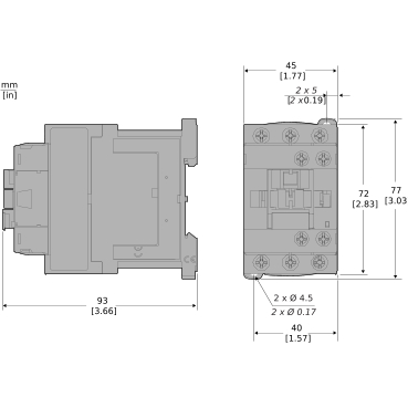 TVS contactor 6A 380V DC24V 1NC - Technical Illustration