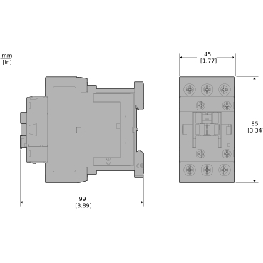 TVS contactor 38A 380V DC24V 1NC - Technical Illustration