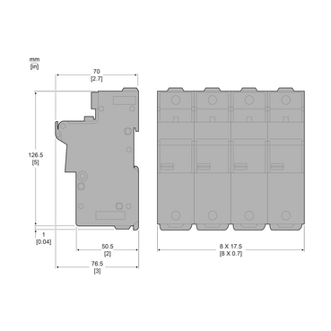 FUSE HOLDER 3P N 125A FOR FUSE 22 X 58M - TI