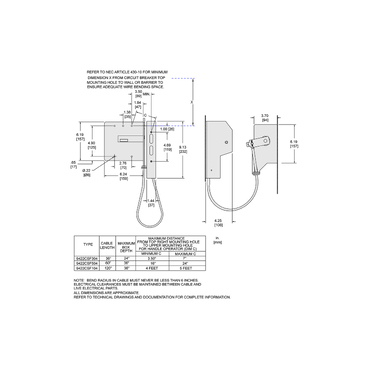 Illustration: Dimensions Drawing for 9422 4P Cable Operator Mechanism