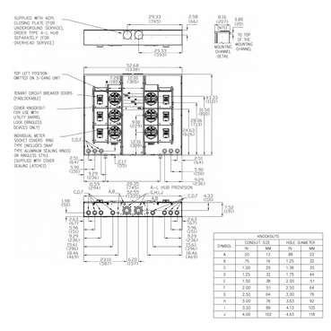 Dimension Drawing - 125A, Five and Six Socket