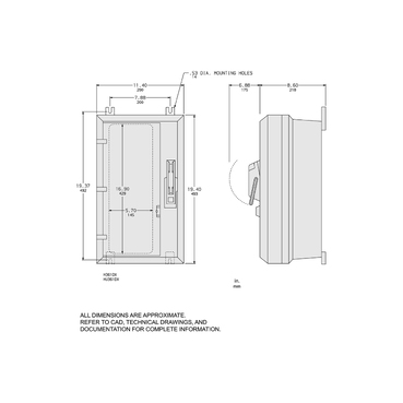 Illustration: Dimensions Drawing for H361DX and HU361DX