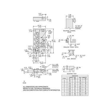 Illustration: Dimensions Drawing for MPH33125, MPH44125, MPR33125, and MPR44125