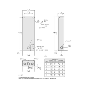 Illustration: Dimensions Drawing for LA400R