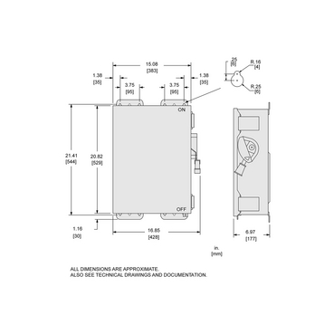 Illustration: Dimensions Drawing for Heavy Duty Safety Switches 30A 60A 100A F6