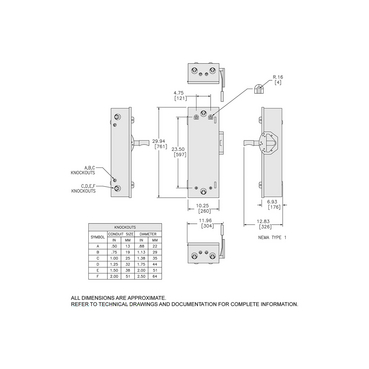 Illustration: Dimensions Drawing for DTU321, DTU361, DTU222, DTU322, DTU362, DTU223, DTU323, and DTU363