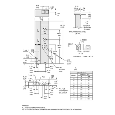 Illustration: Dimensions Drawing for MPL32225