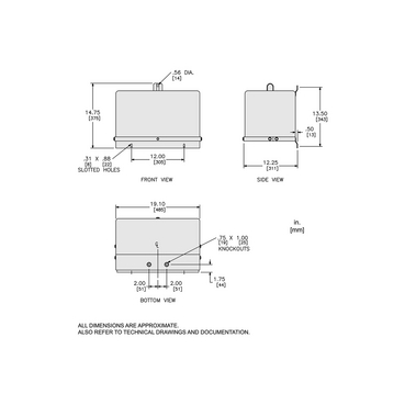 Illustration: Dimensions Drawing for 9T2F, 9T75F, 9T7F, 15T2F, 15T75F, 15T7F, and 15T68F Transformers