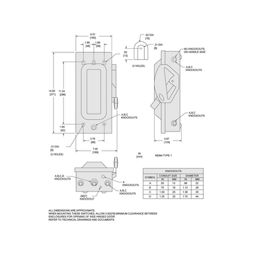 Illustration: Dimensions for D222N and D322N