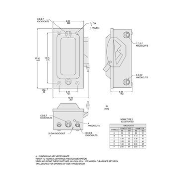 Illustration: Dimensions for D223N D323N and DU323