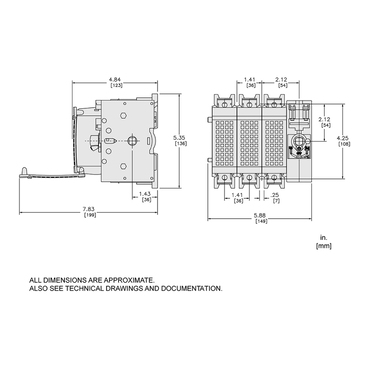 Illustration: Dimensions Drawing for GS2EU3N Fusible 30A Disconnect Switch