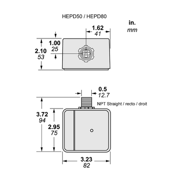 Illustration: Dimensions Drawing for HEPD50 and HEPD80
