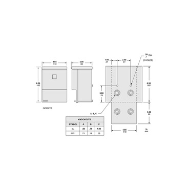 Illustration: Dimensions Drawing for QO200TR QO Enclosed Molded Case Switch