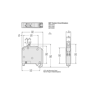 QOT1515 - Tandem mini circuit breaker, QO, 2 x 1 pole at 15A, 120