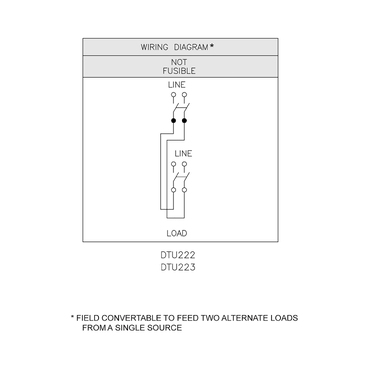 DTU222 - Safety switch, double throw, non fusible, 2 pole, 2 wire
