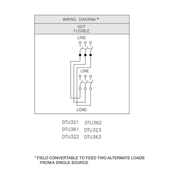 Illustration: Wiring Diagram for DTU321, DTU361, DTU322, DTU362, DTU323, and DTU363