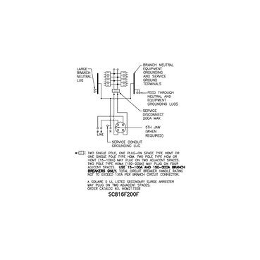 Wiring Diagram: 125A 200A CSED, Ring Type, 16-40 Spaces, Type 3R, Semiflush Only