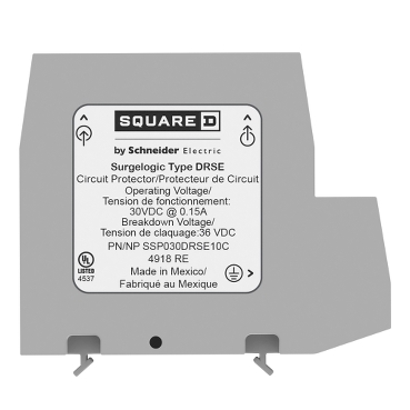 Type DRSE Square D Surgelogic Type DRSE offers single pair surge suppression for loads up to 0.15A, implementing three-stage hybrid technology.