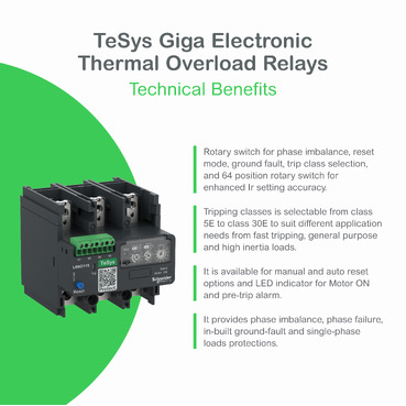 Electronic thermal overload relay,TeSys Giga,160-630 A,class 5E-30E,push-in control connection-4